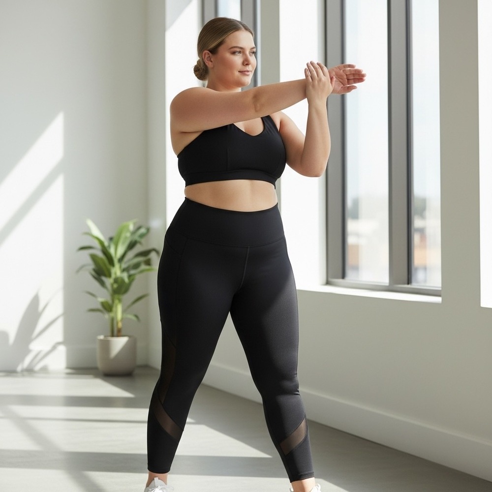 Ideology Black Sports Bra Crisscross Back Low Impact Performance Size 3X